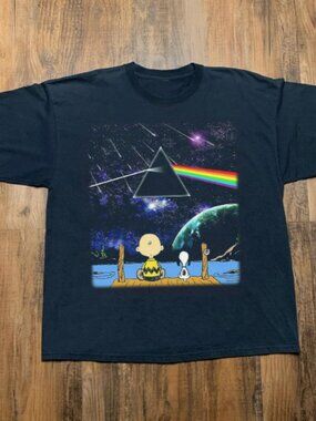 Retro Space Prism Boy & Dog Graphic Tee - 90s Style Cartoon Cotton T-shirt